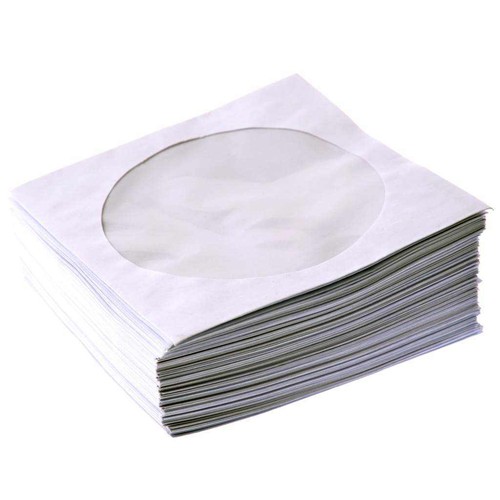 100 White Paper CD DVD Blu-ray Covers Sleeves Storage Case Wallet Envelope 80GSM - Picture 1 of 2