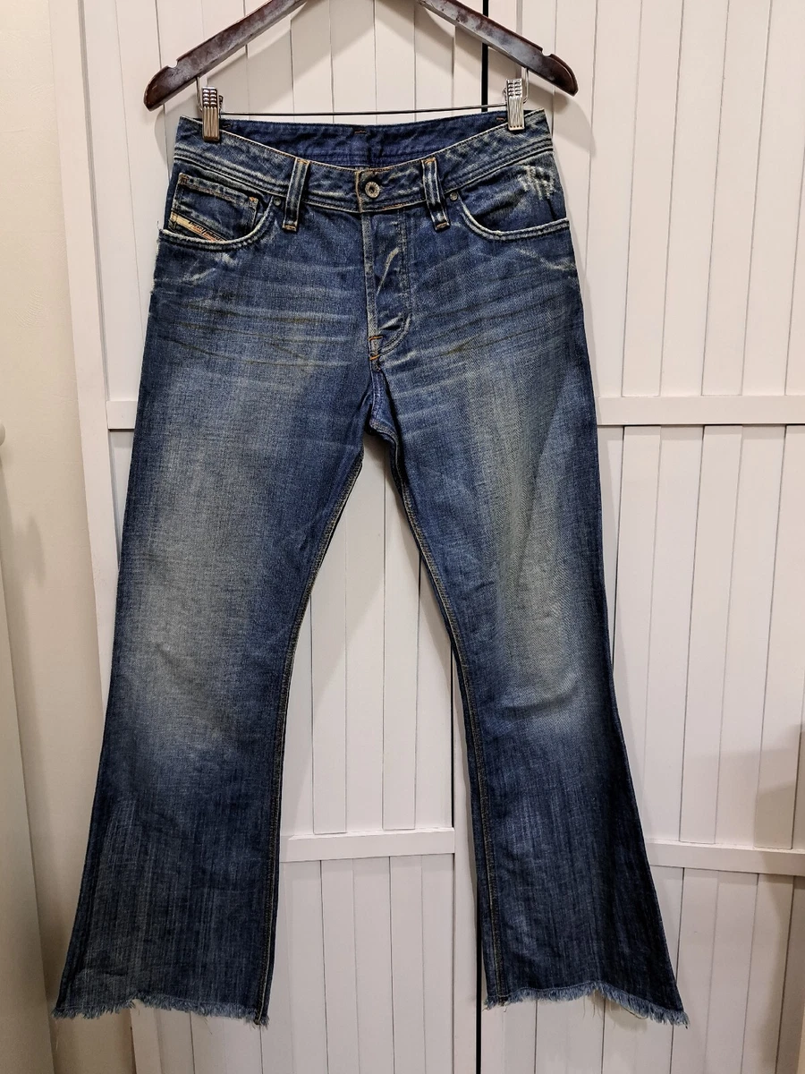 Diesel Zaf Mens Jeans W29 L32 Manual W30 L31 Bootcut Reg Fit Wide Blue Wash