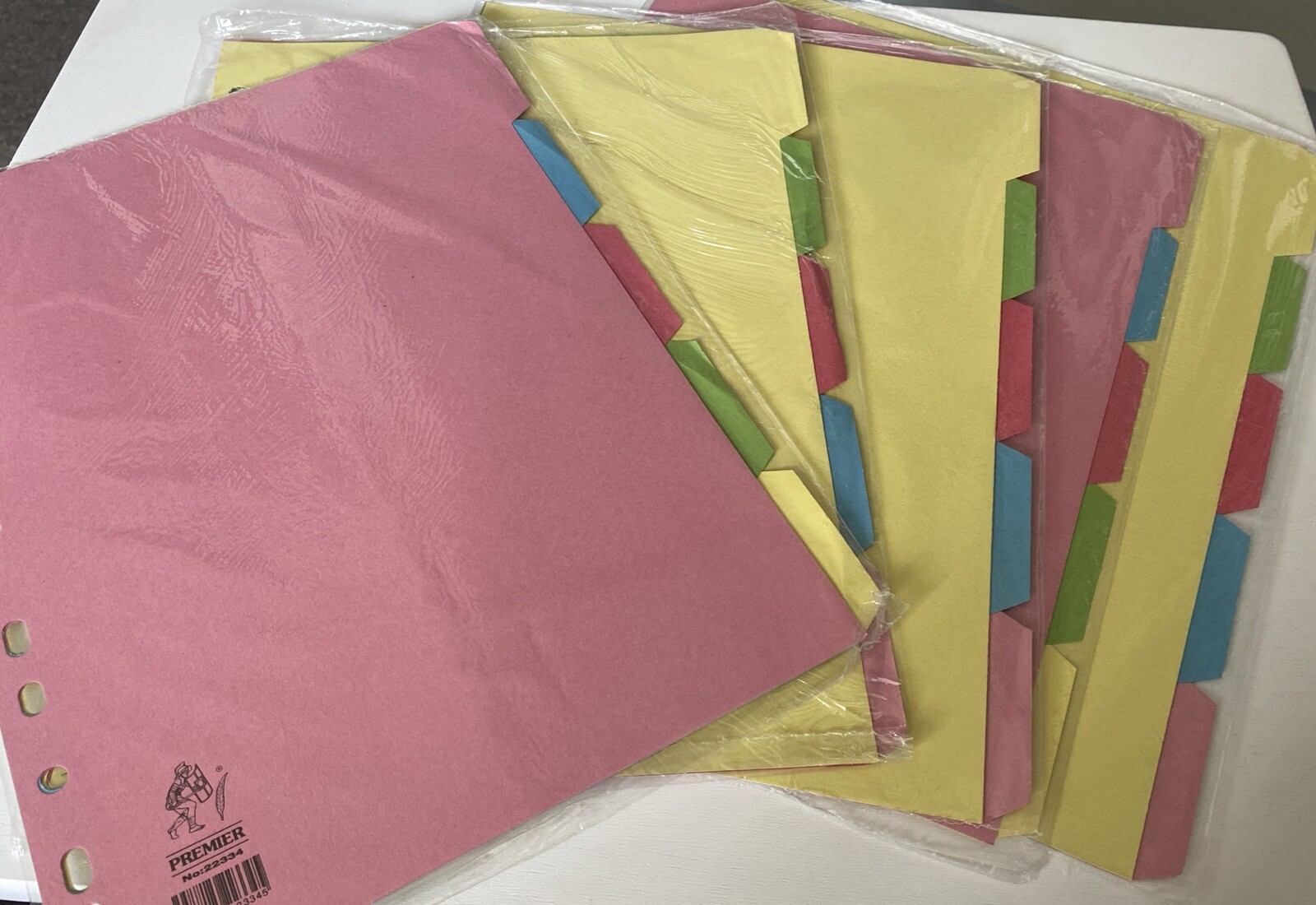 5 x 5 subject filing dividers multi colour A4 punched
