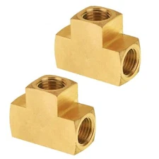 1/4" NPT Female Brass Tee Fittings for Air Compressor 2-Pack