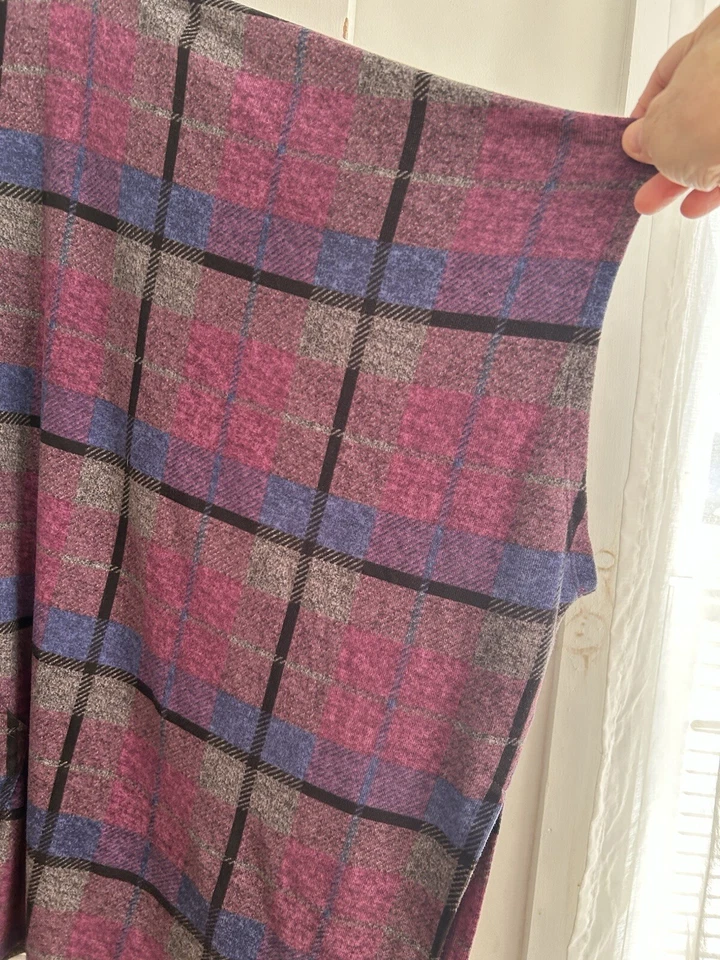 Poncho STAN HERMAN Púrpura Cuadros Súper Suave Lujo Tejido Media Cremallera Bolsillos - Más 1X Foto 2 de 4