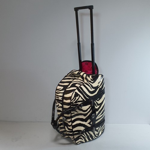 LYDC Zebra Print Weekender Trolley Bag Pull Along Hold All Overnight Travel - Picture 2 of 24