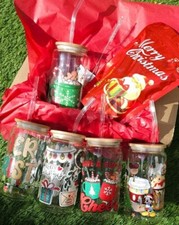 Christmas Theme Gift 16oz Glass Cup With A Straw And Bamboo Lid And Brush.