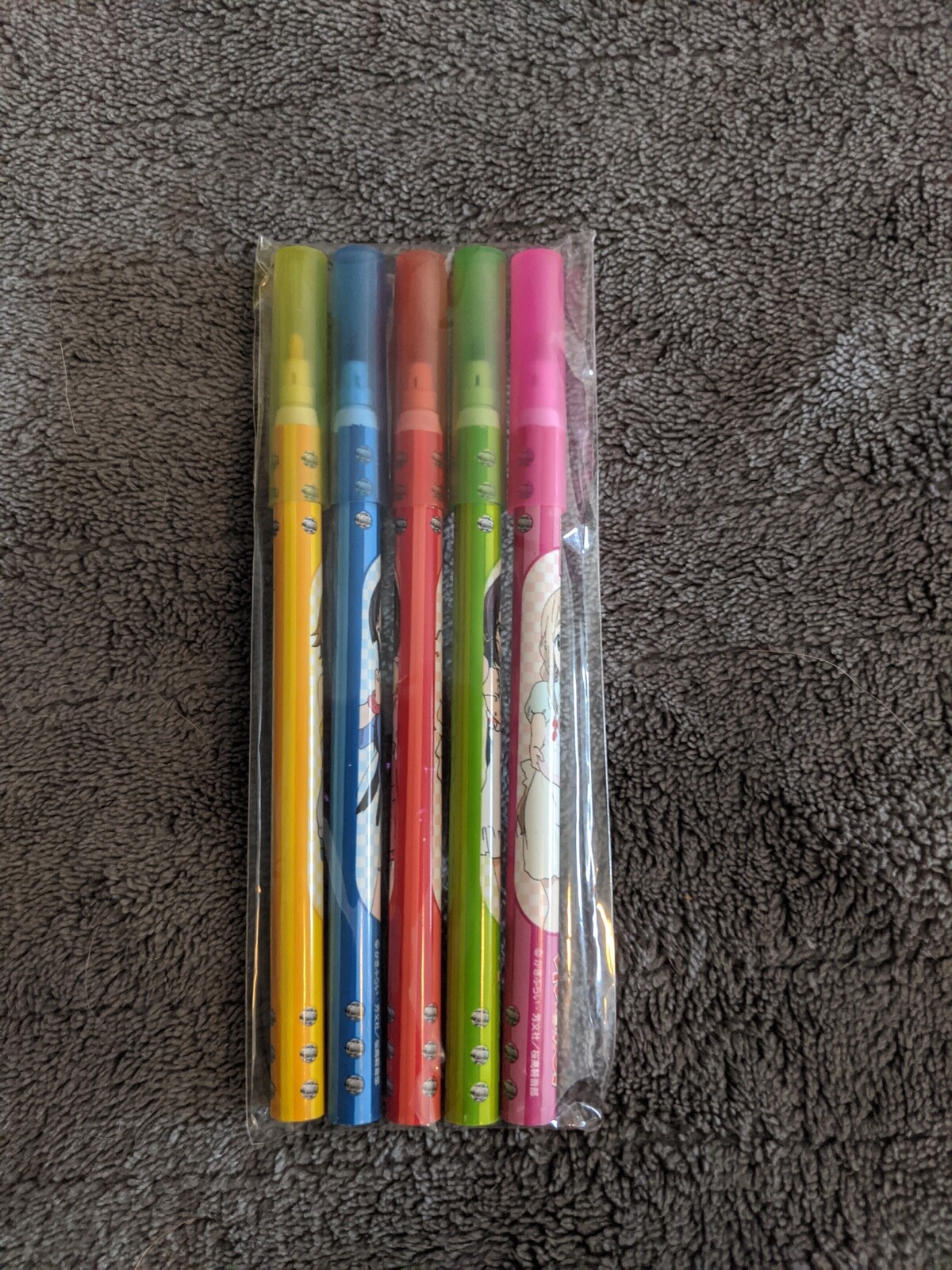NIP K-ON ANIME SET OF 5 COLORED MARKERS/PENS RARE