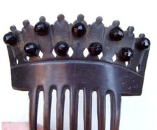 Victorian dyed horn mourning hair comb - NO US IMPORT FEES