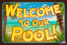 POOL SIGN 8"X12" ALL WEATHER METAL USA MADE TIKI BAR HOT TUB LUAU SHE SHED DECOR