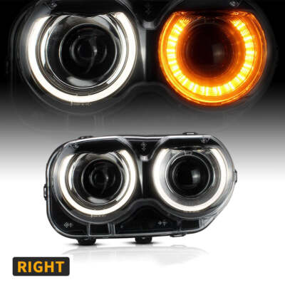 Right Passenger Side Headlight For Dodge Challenger LED Halo Headlamp 2015 -2022