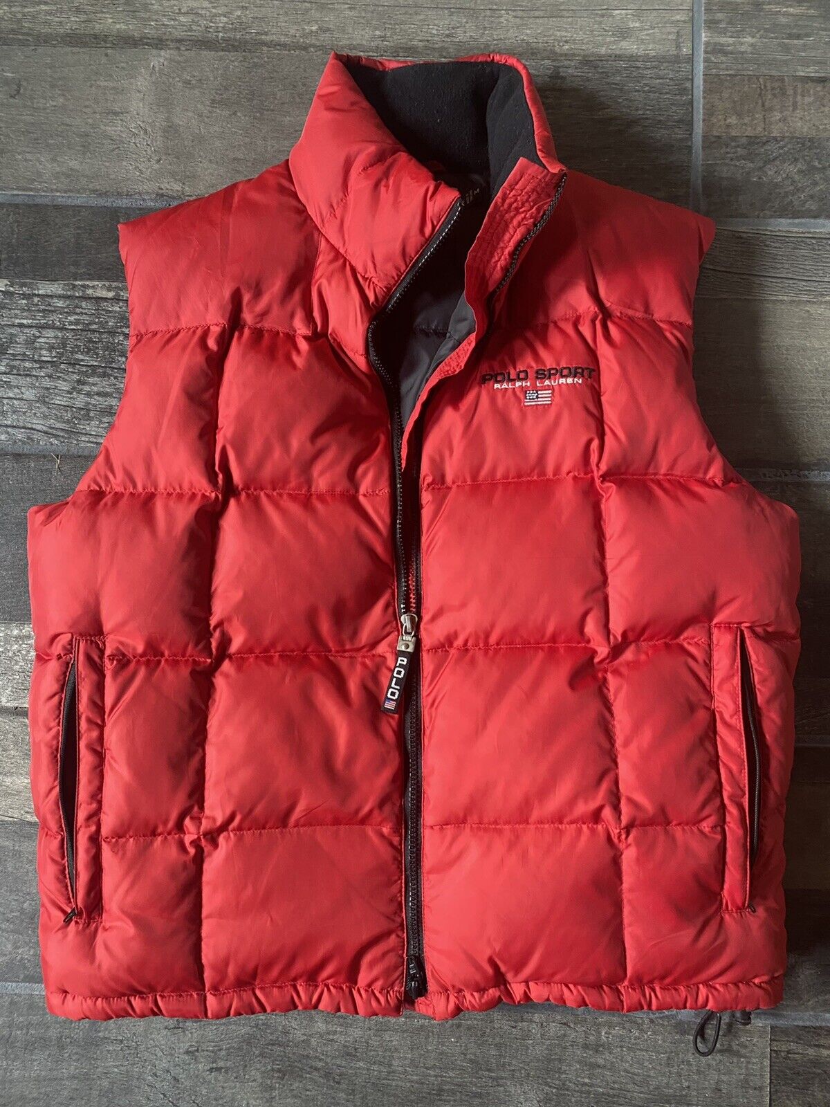 rare vtg 90s ralph lauren polo sport red puffer vest size medium