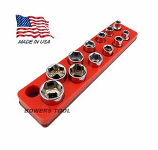 Mechanics Time Saver 3/8 Drive Magnetic SAE Shallow Socket Holder Organizer USA