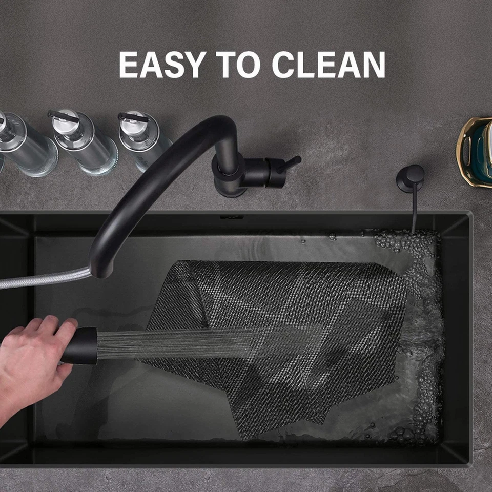 Set de Table Lavable Lot de 6 PVC Plastique Sets Noir Gris Rectangulaire Dess... - Photo 4/4