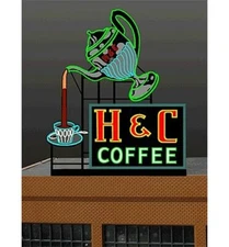 Miller Engineering ~ HO or O Scale ~ H & C Coffee Animated Billboard ~ 7881