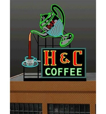 Miller Engineering ~ HO or O Scale ~ H & C Coffee Animated Billboard ~ 7881