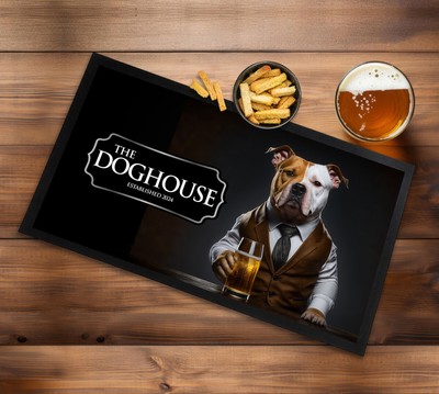 Personalisierte Bar Runner Matte - Staffordshire Bull Terrier Trinkbier - Barmatte