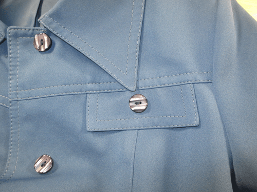 VTG 70's Forecaster of Boston Womens Sz 7/8 Polyester Steel Blue Trench Coat EUC - Picture 7 of 8