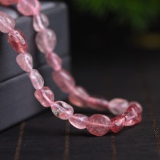 GENUINE Strawberry Quartz Potato Tumbled Nugget Gemstones Beads 6 8mm -15"Strand