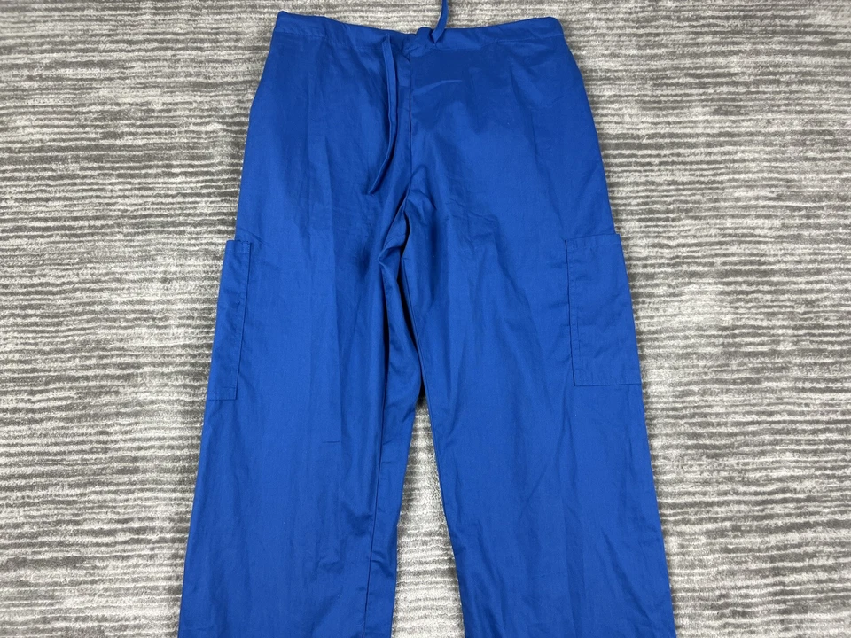 Melrose Scrub Pants Unisex XL Blue Cargo Pockets Elastic Waist Drawstring - Image 2 of 4