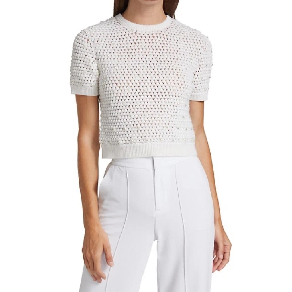 Alice and olivia crochet hot sale top