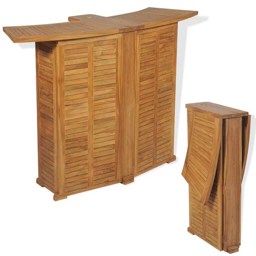 Teak Gartenbar Set 3-tlg. Klappbar Garten Tresen Barhocker Gartentheke vidaXL - Bild 3 von 12