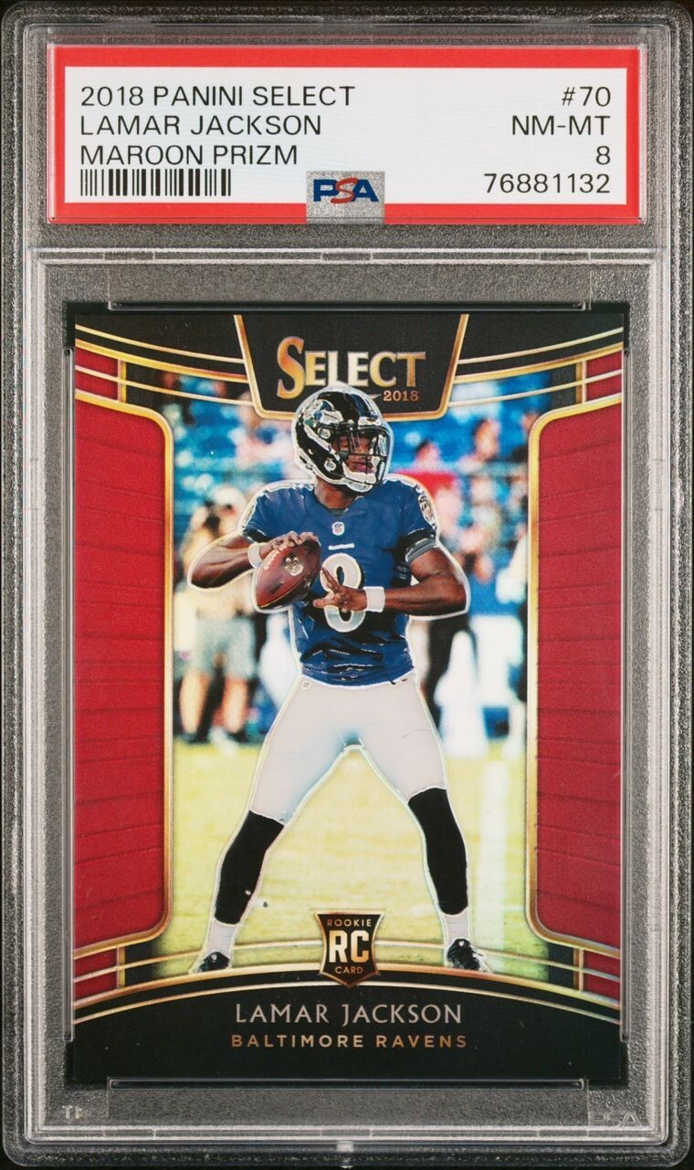 2018 Select Concourse Maroon Lamar Jackson 45/99 #70 PSA 8 Baltimore Ravens