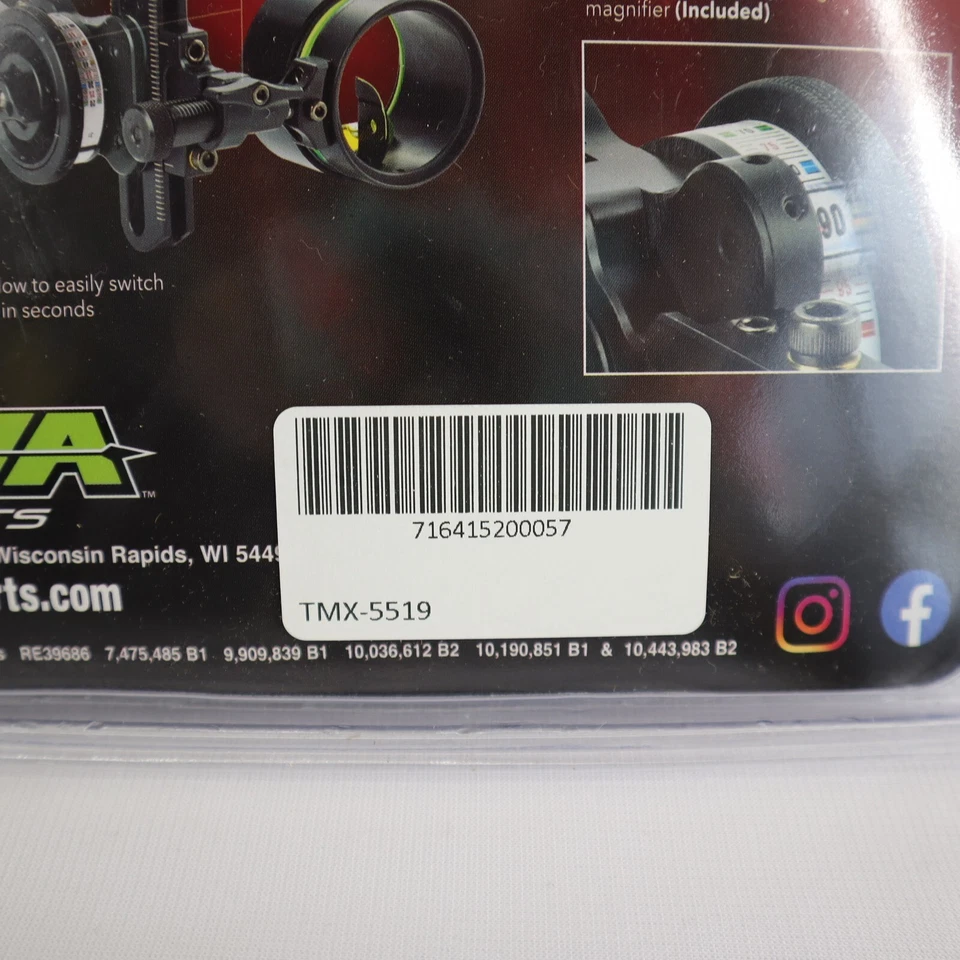 NEW HHA Sports Tetra Max TMX-5519 .19 One Pin Archery Bow Sight Scope Mount RH - Image 4 of 4