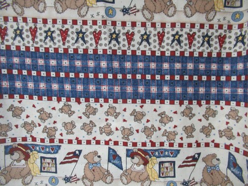 The Whole Country Caboodle BEARS PATRIOTIC STRIPE Cotton FabricSBTY X43"W NEW - Picture 6 of 7