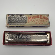 Vintage M. HOHNER No. 1896 Marine Band Harmonica Key of C Germany With Box