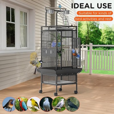 Bird Cage with Flat Top, 59.8  × 26  × 60 inch, Durable Wrought Iron USA STOCK