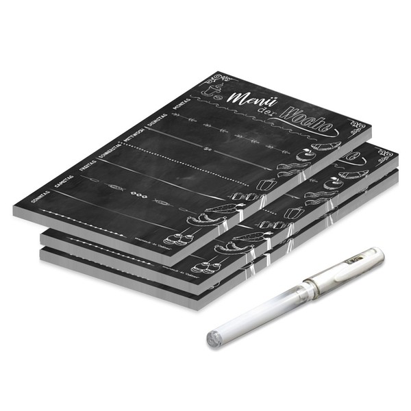 "Pricaro Essensplaner \"Chalkboard\" Magnetisch A5 25 Blatt 3 StüCk Wochenplaner"-image