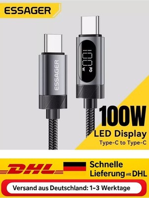 Essager USB-C Kabel mit Digitalanzeige 100W PD Schnellladung für iPhone 16