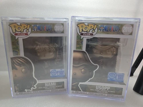 Funko Pop! Plus One Piece Nami #2015 & Usopp #2016 Bronze Statues Bundle New