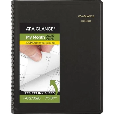 AT-A-GLANCE PLANNER 2025-2026 ACADEMIC MONTHLY X, 7" X 8-3/4", 7012705 - BLACK