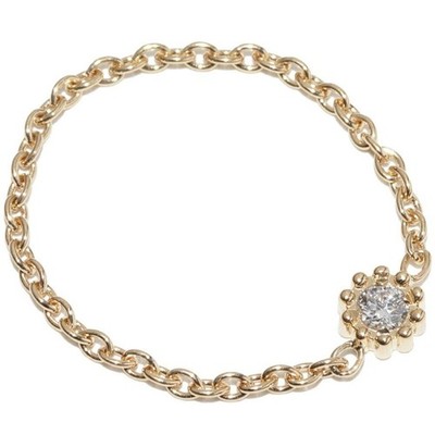 Dior Mimi Rose Diamond 18k Yellow Gold Chain Ring Size 50 with Certificate