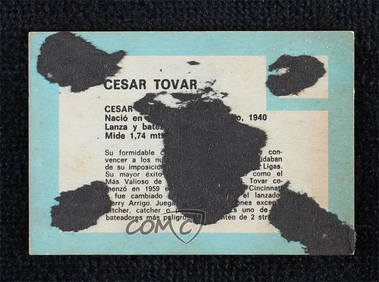 1967 Topps Venezuelan Cesar Tovar #191 - Image 2 of 2