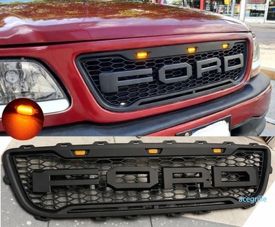 Grille For Ford F150 grill 1999 2000 01 02 2003 Raptor Style Grille w/Letter+LED