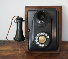 Telefono da parete automatico elettrico co AECO antico quadrante rotante cassa metallo