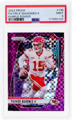 2024 Panini Prizm Patrick Mahomes II #138 PSA 9 Purple Power 32/49 Football Mint