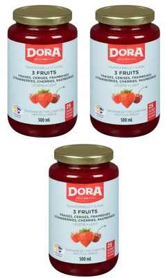 Dora Strawberry, Raspberry and Cherry Jam Light with Pectin, 500mL (3 Pack)