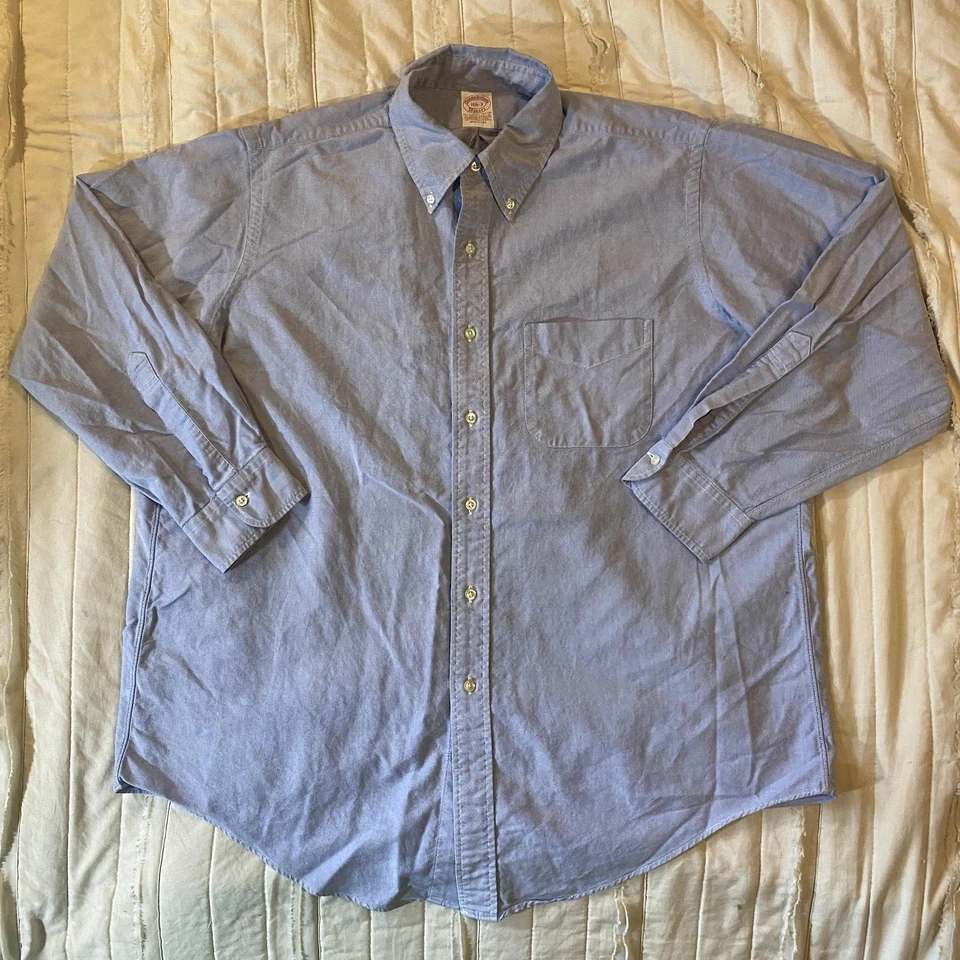 Brooks Brothers Makers Shirt Mens 16 1/2-3 Blue Oxford Button Down Made USA - Image 2 of 4