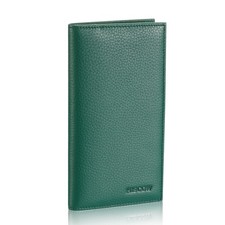 Minimalist Checkbook Cover - Full Grain Leather Pebbled Green