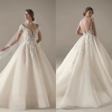 V-neck long sleeve Ball Gown elegant wedding dress amanda novias vestidos de