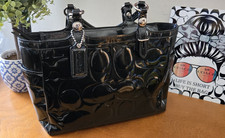 Coach Embossed Black Patent Tote Authentic USA 16564