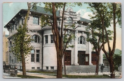 Salt Lake City Public Library Utah 1932 Postcard Printed in Germany