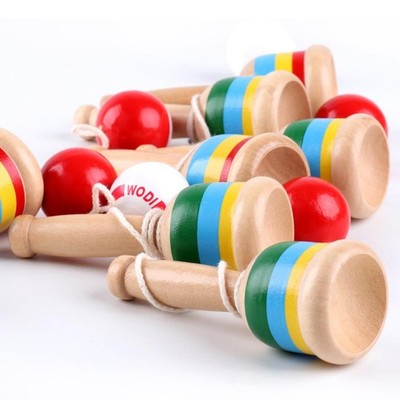 Holz bemalt Geschicklichkeit Ball Tasse Kinder pädagogisches Spielzeug Spielen