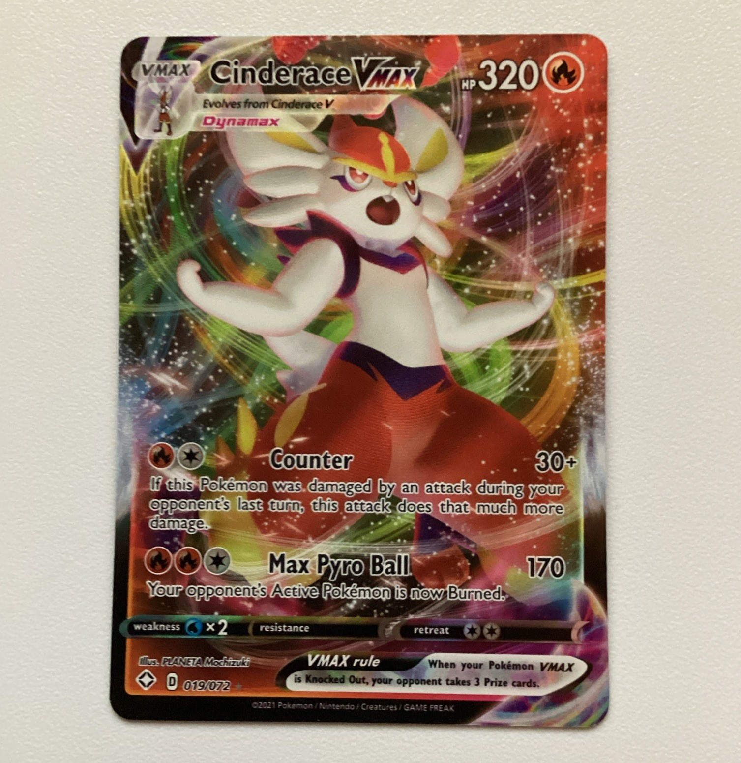 The Pokémon Company Cinderace VMAX 019/072 Shining Fates Holo UR EN 320