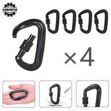 4 Pack Heavy Duty Aviation Aluminum D-Shaped Locking Carabiners Clip 12 KN