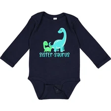 Inktastic Sister-saurus Cute Brontosaurus Family Long Sleeve Creeper Siblings