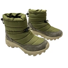 Merrell Boots Mens 4  Moc Zero Winter Green Tall Quilted Insulated Slip On Snow