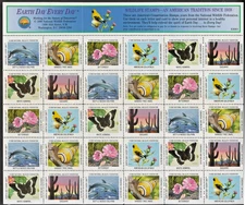 1990 NWF Full Pane of 30 Seals *Earth Day Every Day* MNH