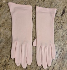 New  Vintage Womens Size L/XL 7.5-8 Pink Nylon Stretch Formal Gloves 10" Long
