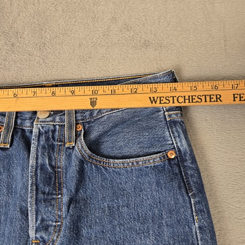 Levis Jeans Womens 26x30 501 S Blue Med Wash Button Fly Premium Straight Big E - Picture 10 of 14